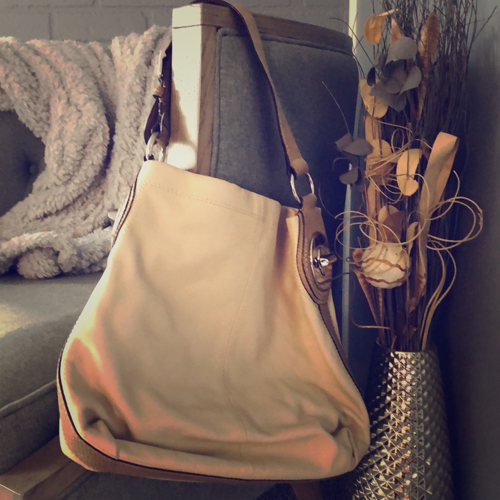 Tan leather coach bag